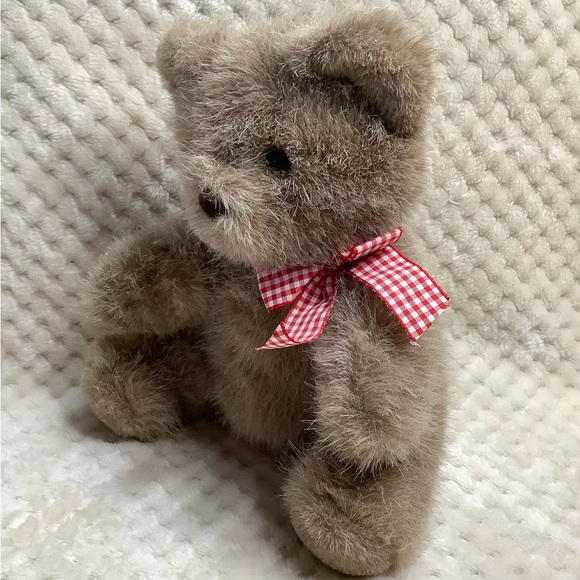 Vintage Ganz Bros Heritage Collection Plush Bear Red Checker Bow Stuffed Animal - Picture 2 of 13